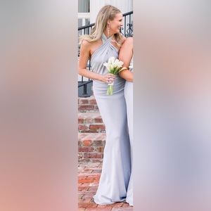 Jasmine Halter Maxi Dress | Silver Luxe Satin | Show Me Your Mumu | Size Small